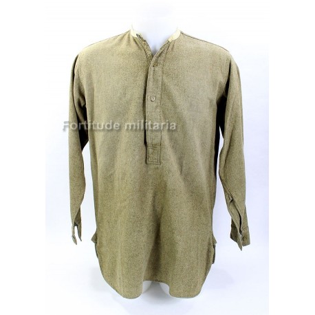 British wool collarless shirt