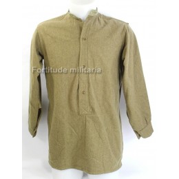 British wool collarless shirt